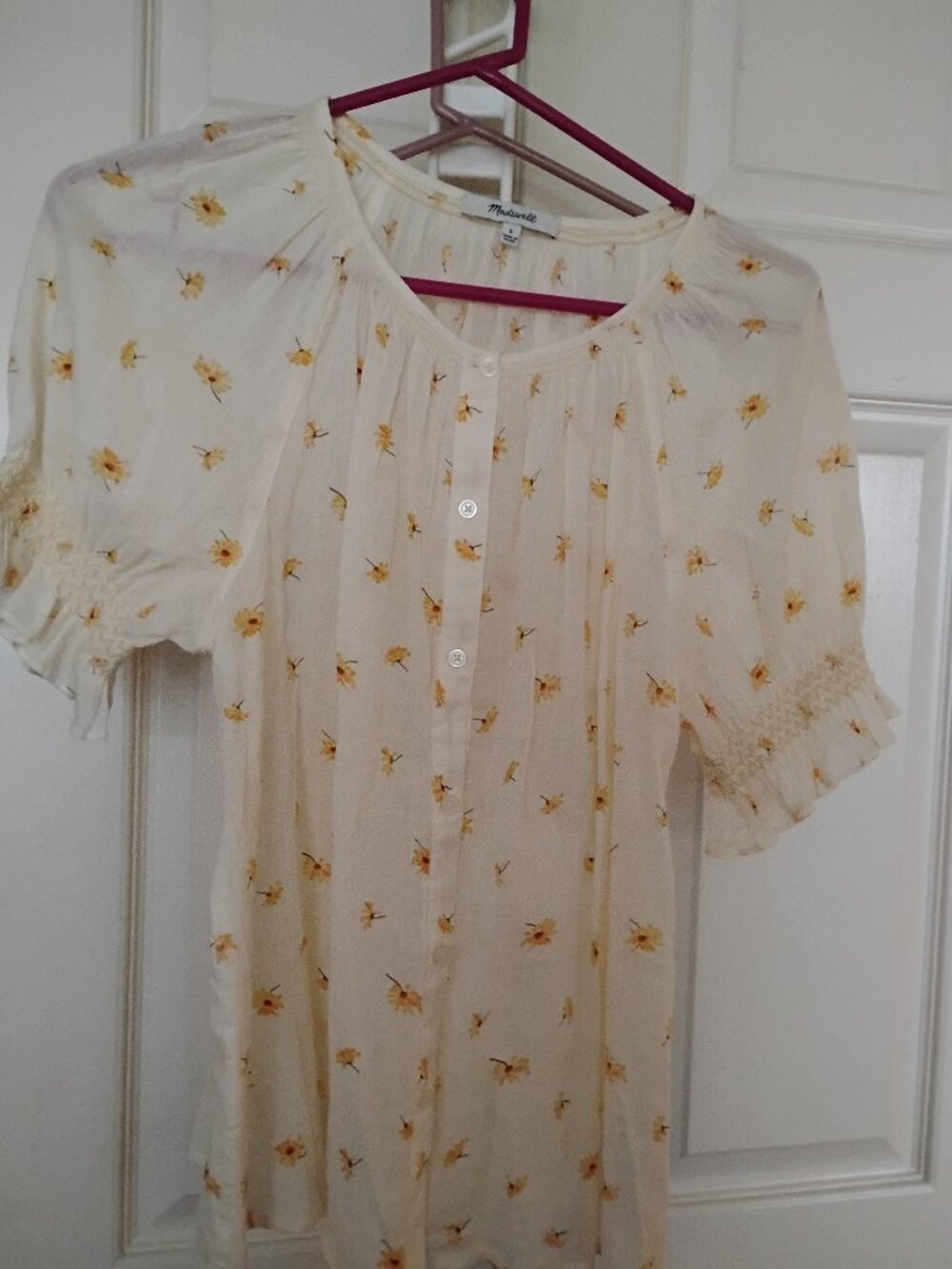 MADEWELL FLORAL BOHO TOP WITH RUCHING